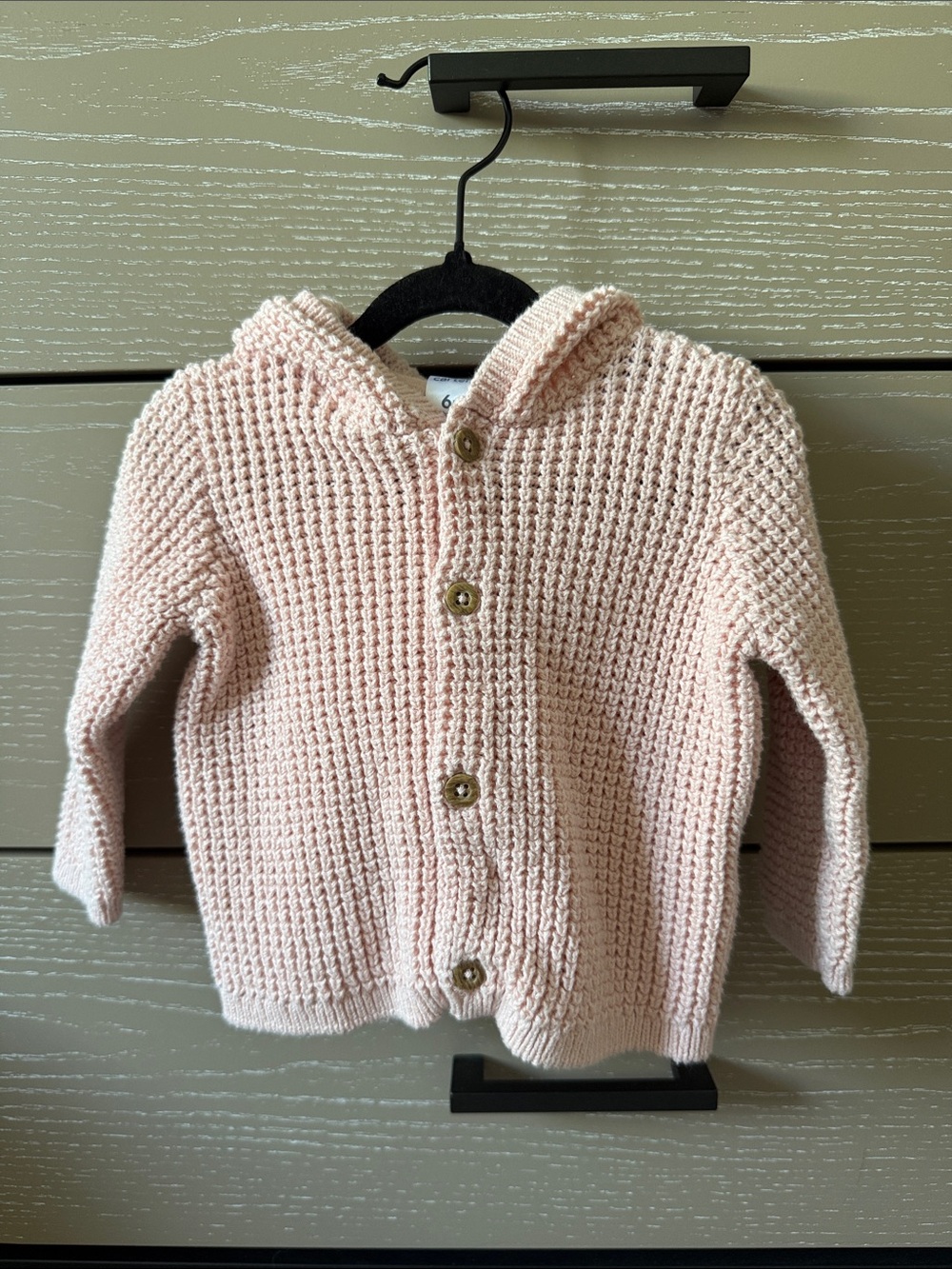 Carter's Hooded Knit Cardigan in Pale Pink